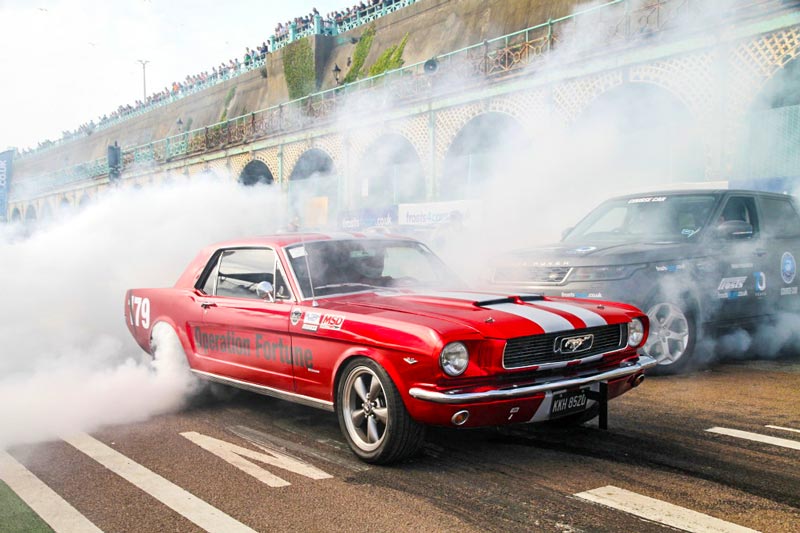 Ford Mustang burn-out at the Brighton Speed Trials