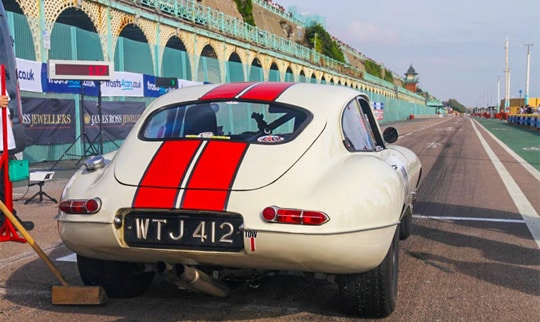 E-Type jaguar on the startline at the 2022 Brighton Speed Trails